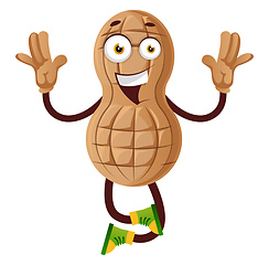 Image showing Peanut jumping, illustration, vector on white background.