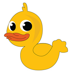 Image showing A yellow rubber duck with red bill generally used as children\'s 