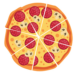 Image showing Pepperoni and mushroom pizzaPrint