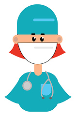 Image showing Clipart of a female doctor in her blue uniform vector or color i