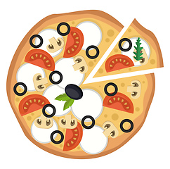 Image showing Pizza with veggies and mozzarellaPrint