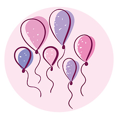 Image showing Clipart of colorful floating balloons in bubble-shape light pink