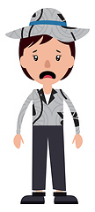 Image showing A scared teenage boy with a hat illustration vector on white bac