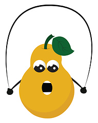 Image showing Cartoon funny picture of a yellow pear fruit playing with a jump