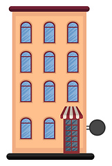 Image showing Cartoon orange building with three floors vector illustration on