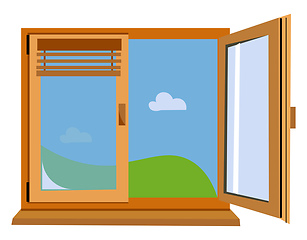 Image showing An airy open wooden window vector or color illustration