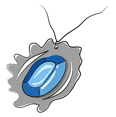 Image showing A blue stone pendant, vector color illustration.