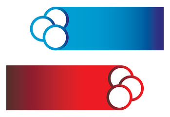 Image showing Red and blue colorful button with Olympic ring design vector col