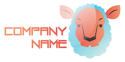 Image showing Blue and pink sheep head vector illustration on a white backgrou