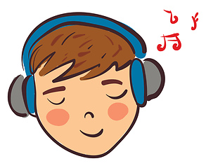 Image showing Clipart of a boy listening to music vector or color illustration