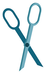 Image showing An upside down blue-colored scissors/Open scissor upside down ve