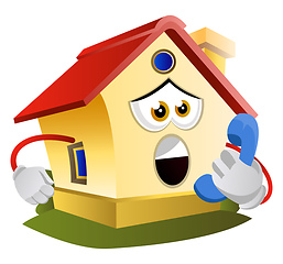 Image showing House is talking on the phone, illustration, vector on white bac