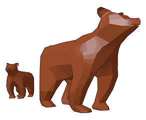 Image showing A little bear with mom cartoon vector or color illustration