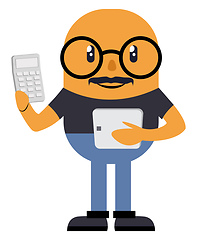 Image showing Man with calculator, illustration, vector on white background.