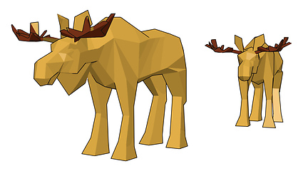 Image showing Two yellow reindeer toy vector or color illustration