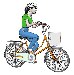 Image showing A female cyclist vector or color illustration