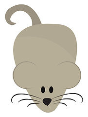 Image showing Drawing of a cute little grey mouse set on isolated white backgr
