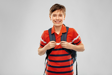 Image showing smiling student boy with backpack