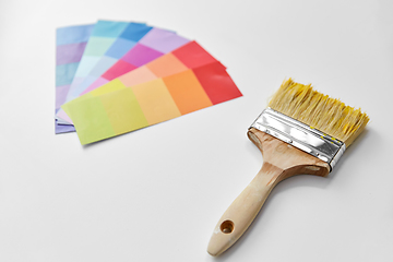 Image showing paint brush and color palette on white background