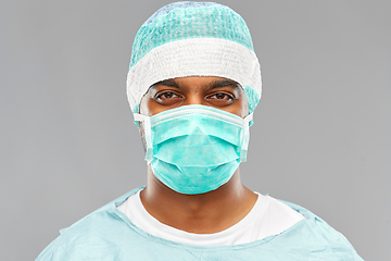 Image showing indian male doctor or surgeon in protective wear