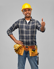 Image showing happy indian worker or builder showing thumbs up