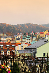 Image showing Cityscape of Karlovy Vary with Saint Mary Magdalene church