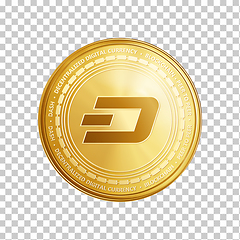 Image showing Golden dash blockchain coin symbol.