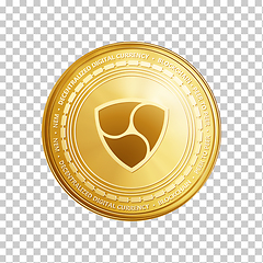 Image showing Golden NEM blockchain coin symbol.