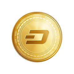 Image showing Golden dash blockchain coin symbol.