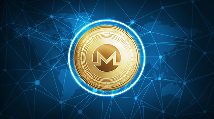 Image showing Monero symbol on futuristic hud banner.