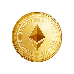 Image showing Golden ethereum coin symbol.