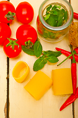 Image showing Italian pasta paccheri with tomato mint and chili pepper