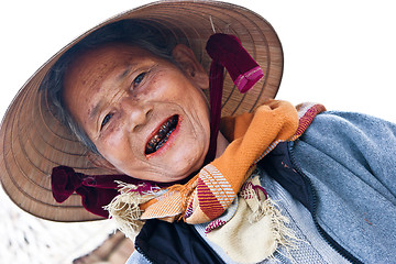 Image showing HOI AN - FEBRUARY 22: Portrait of an elderly Vietnamese woman Fe