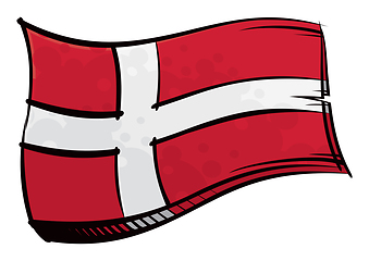 Image showing Painted Denmark flag waving in wind