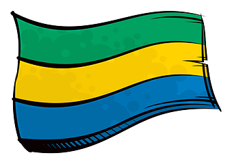 Image showing Painted Gabon flag waving in wind