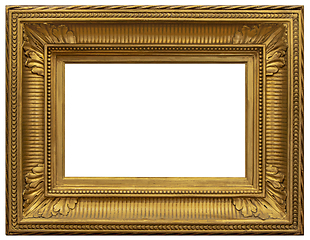 Image showing Old wooden square gilded frame isolated on the white background