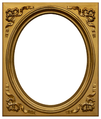 Image showing Old wooden square oval gilded frame isolated on the white backgr