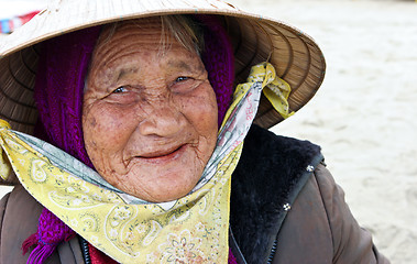 Image showing HOI AN - FEBRUARY 22: Portrait of an elderly Vietnamese woman Fe