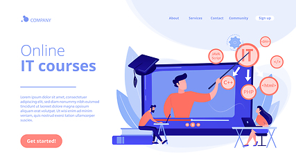 Image showing Online IT courses concept landing page