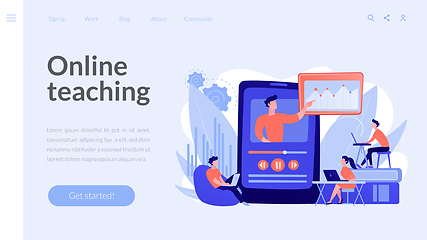 Image showing Online teaching concept landing page.