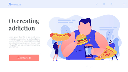 Image showing Overeating addiction concept landing page.