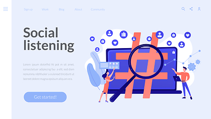 Image showing Social network monitoring concept landing page