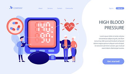 Image showing High blood pressure concept landing page.