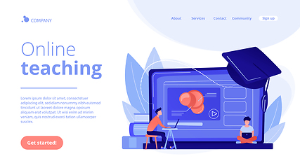 Image showing Online education platform concept landing page.