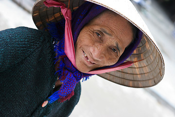 Image showing HOI AN - FEBRUARY 22: Portrait of an elderly Vietnamese woman Fe