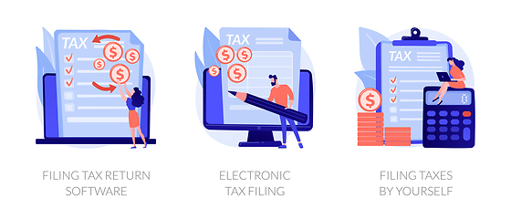 Image showing Filing tax return software vector concept metaphors.