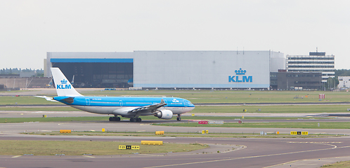 Image showing SCHIPHOL, AMSTERDAM, JUNE 29, 2017: View of a KLM plane at Schip