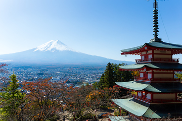 Image showing Mount Fuji and Chureito Pagoda at autumn season