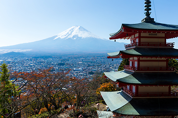 Image showing Mount Fuji and Chureito Pagoda 