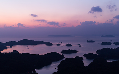 Image showing Kujuku Islands at sunset